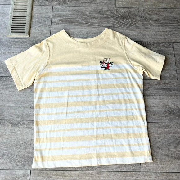 Vintage Tail Baby Yellow Striped Golf Embroidery Relaxed Fit Cotton Short Sleeve - Picture 4 of 12